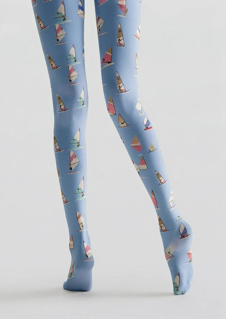 Blue Sailboat Tights Hosiery Pantyhose