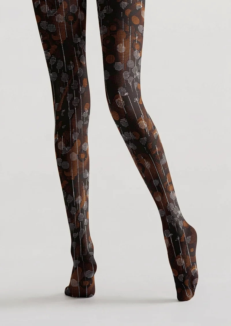 Women Nostalgic Dot Print Patterned Tights Hosiery Pantyhose