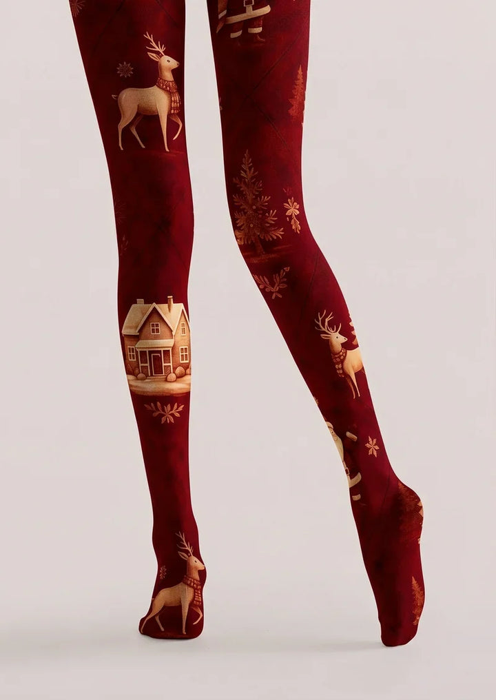 Reindeer Sleigh Night Tights Hosiery Pantyhose