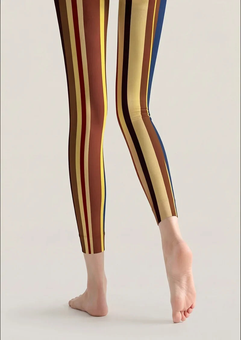 Women Yesterday Rhythm Retro Striped Footless Tights Pantyhose