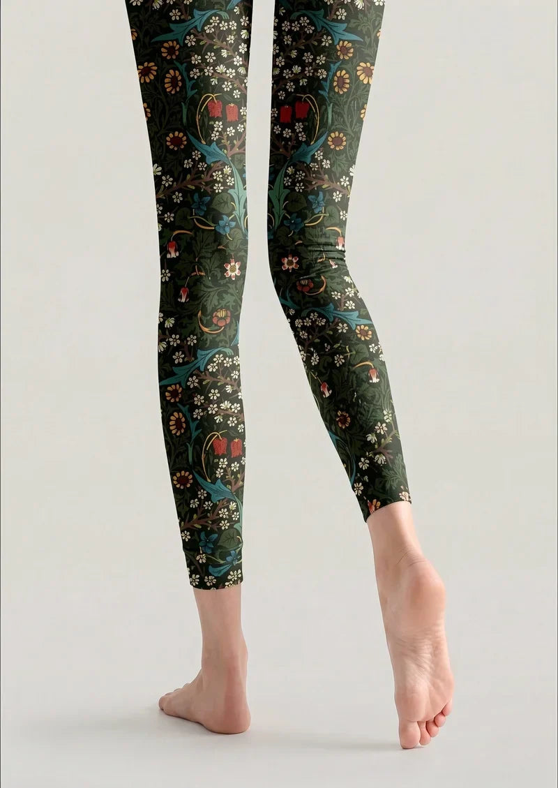 William Morris Florals Footless Tights Hosiery Pantyhose