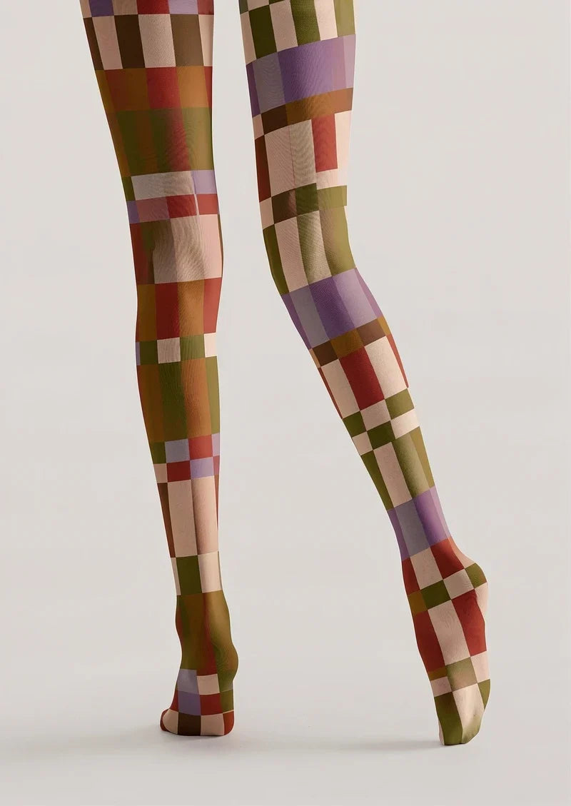 Women Retro Checkered Pattern Tights and Hosiery Pantyhose