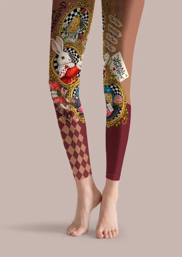 Wonderland Rabbit Print Footless Tights Hosiery Pantyhose