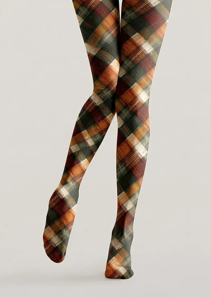 Women Autumn Plaid Graphic Print Tights and Hosiery Pantyhose