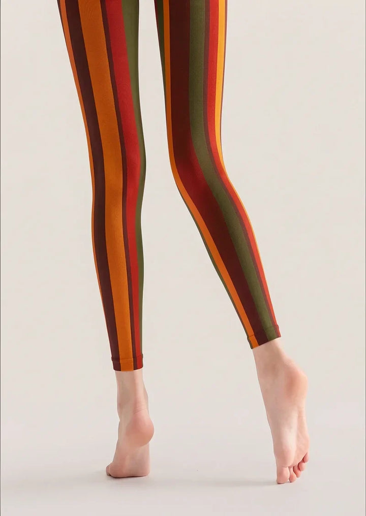 Sunset Striped Footless Tights Hosiery Pantyhose