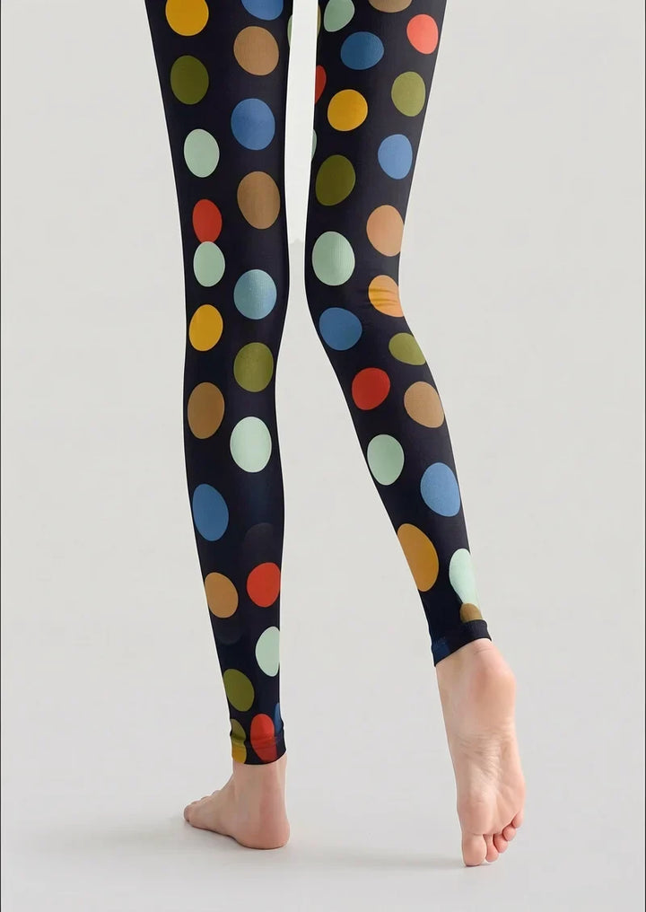 Women Retro Colorful Polka Dots Print Footless Tights Pantyhose