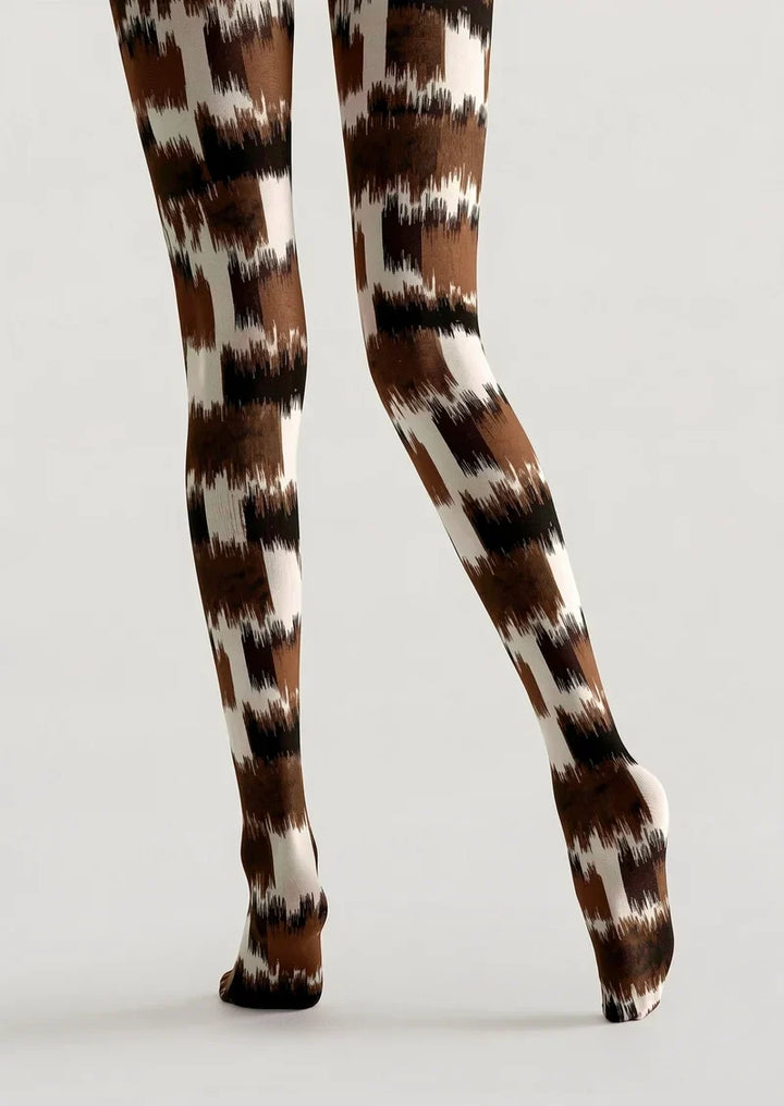 Women Vintage Brown Khaki Pattern Tights Hosiery Pantyhose