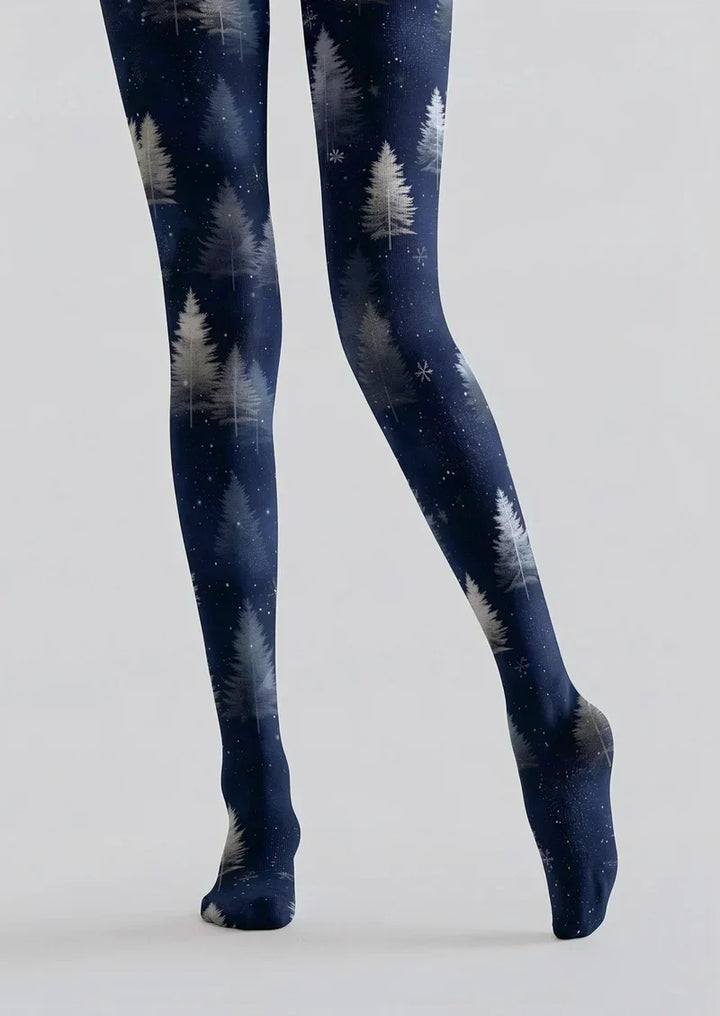 Blue Christmas Wonderland Tights Hosiery Pantyhose