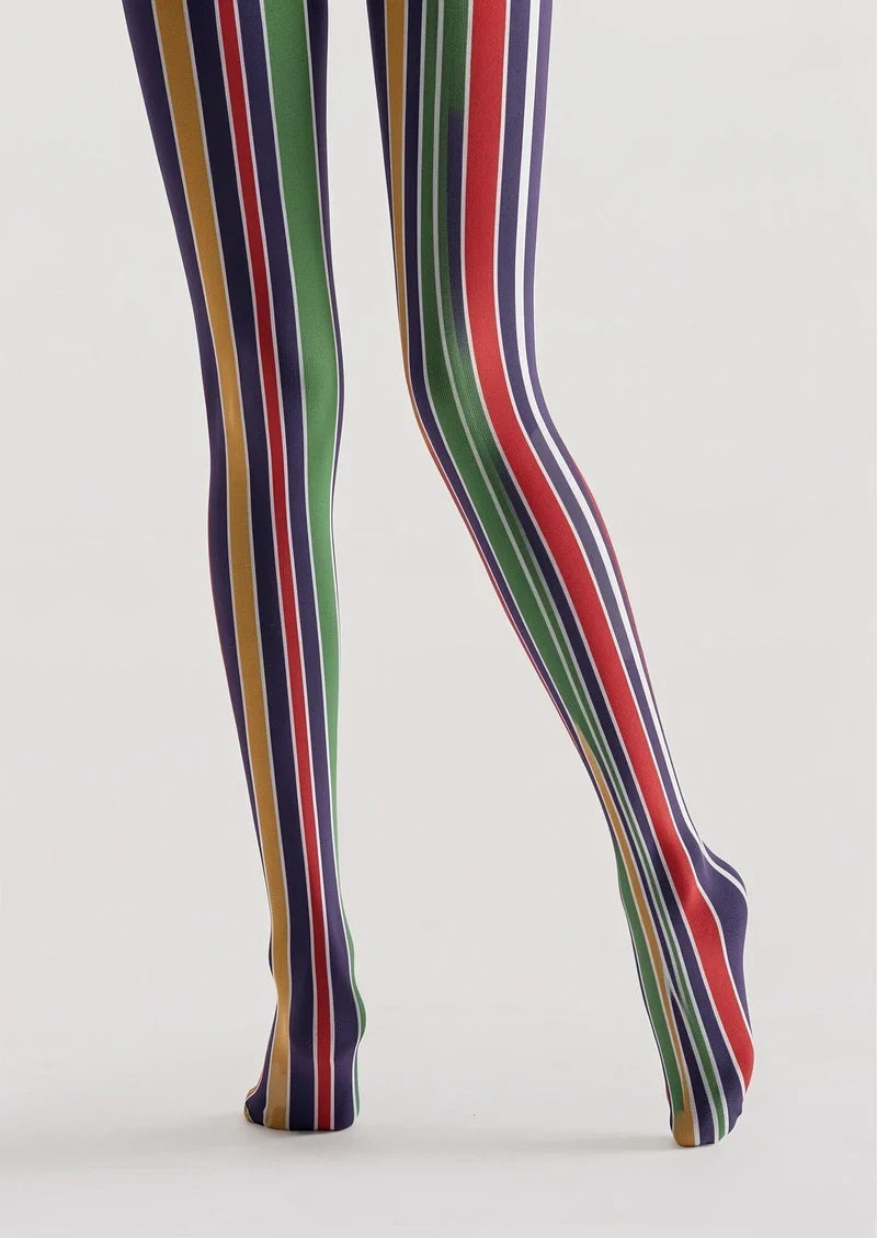 Multicolor Vertical Tights Hosiery Pantyhose