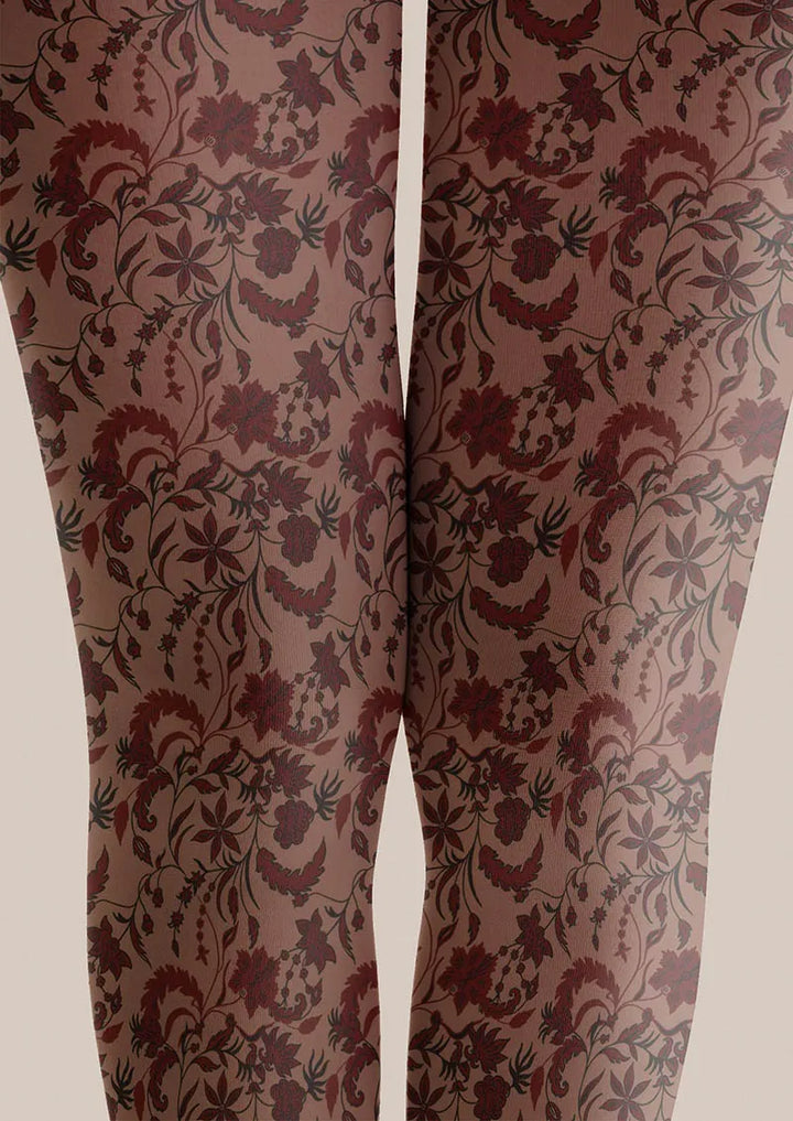 Women Floral Pattern Vintage Petals Tights Hosiery Pantyhose