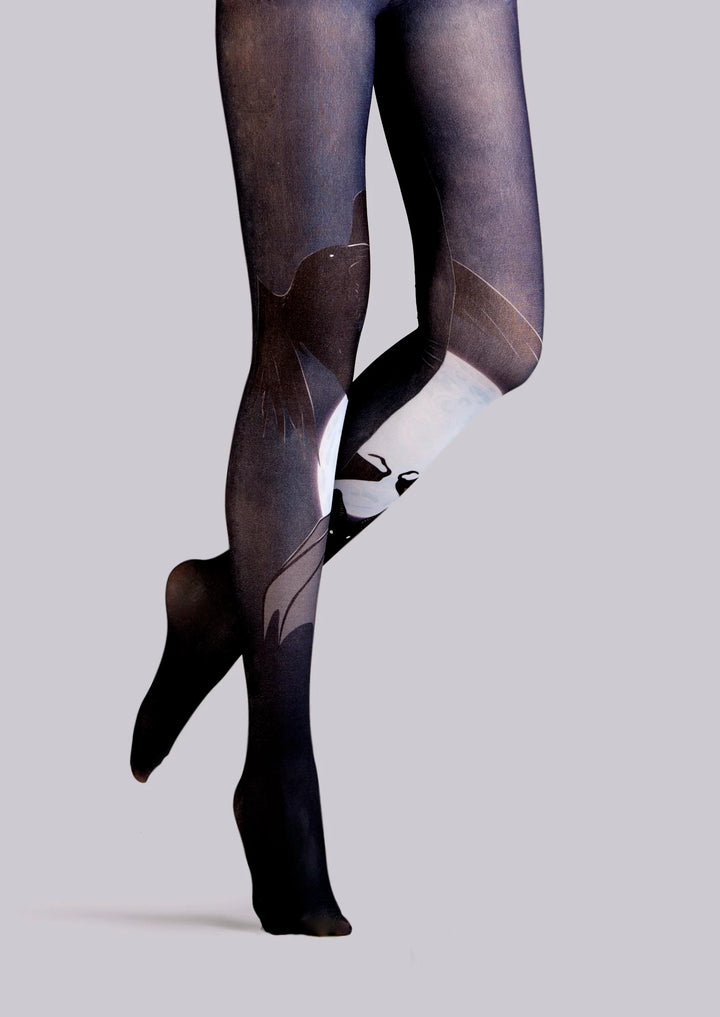 Women Street Art Moon Bat Animal Dark Chic Tights Pantyhose