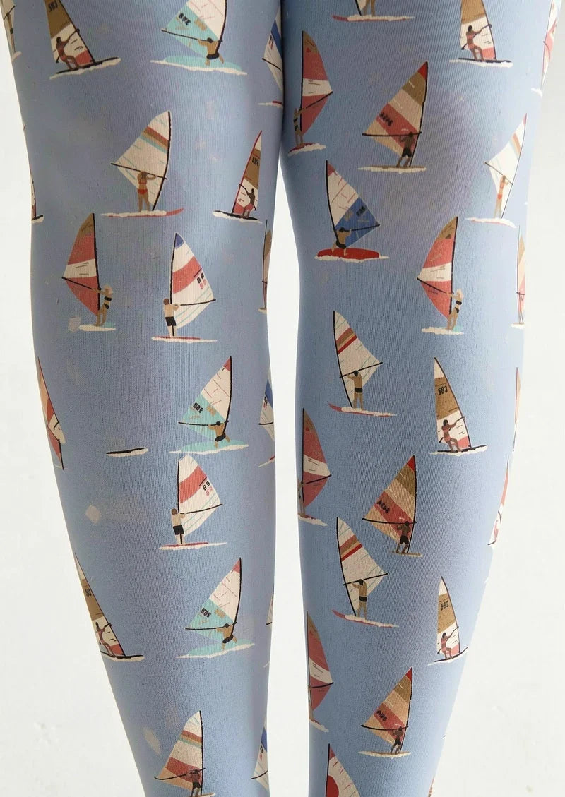 Blue Sailboat Tights Hosiery Pantyhose
