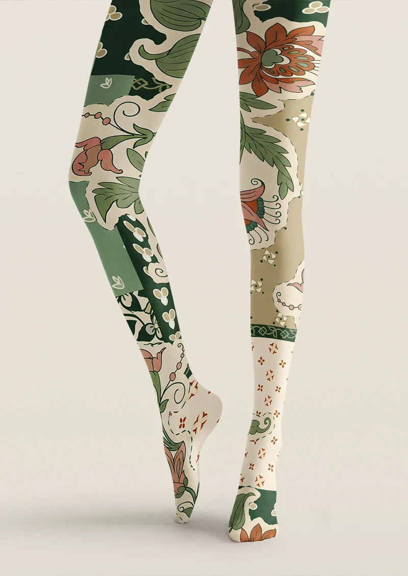 Verdant Herbarium Floral Tights Hosiery Pantyhose