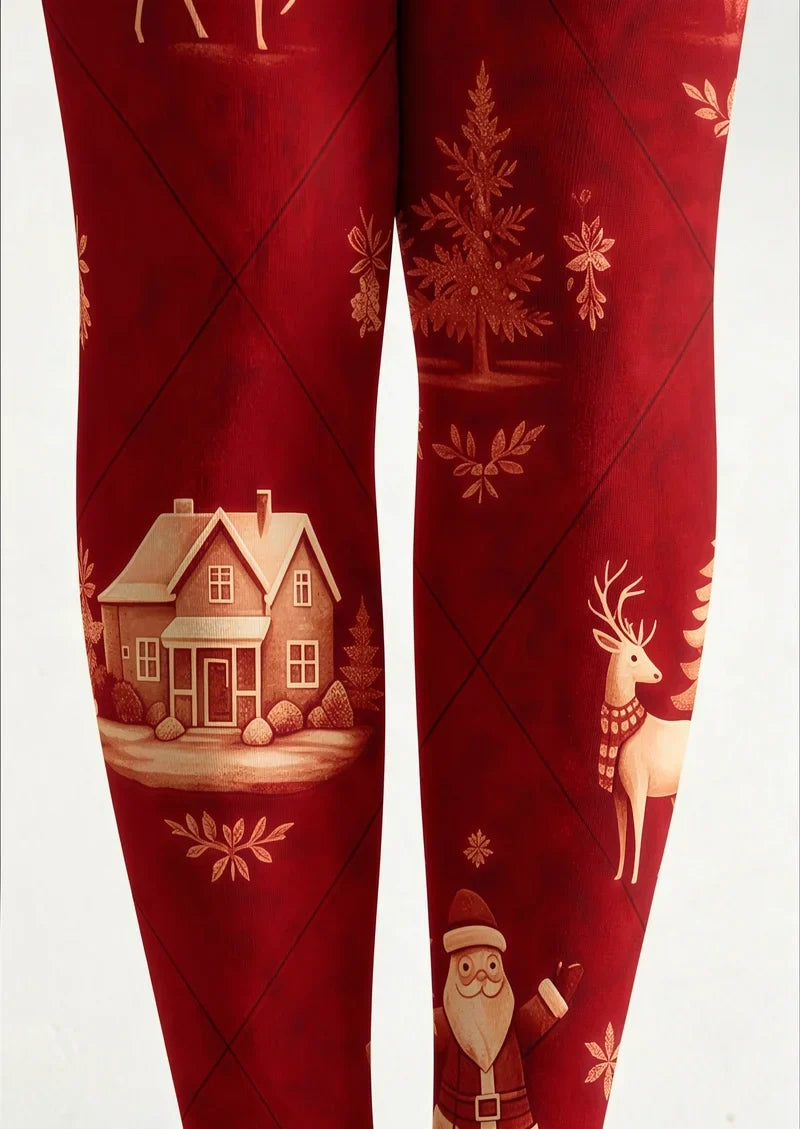 Reindeer Sleigh Night Tights Hosiery Pantyhose