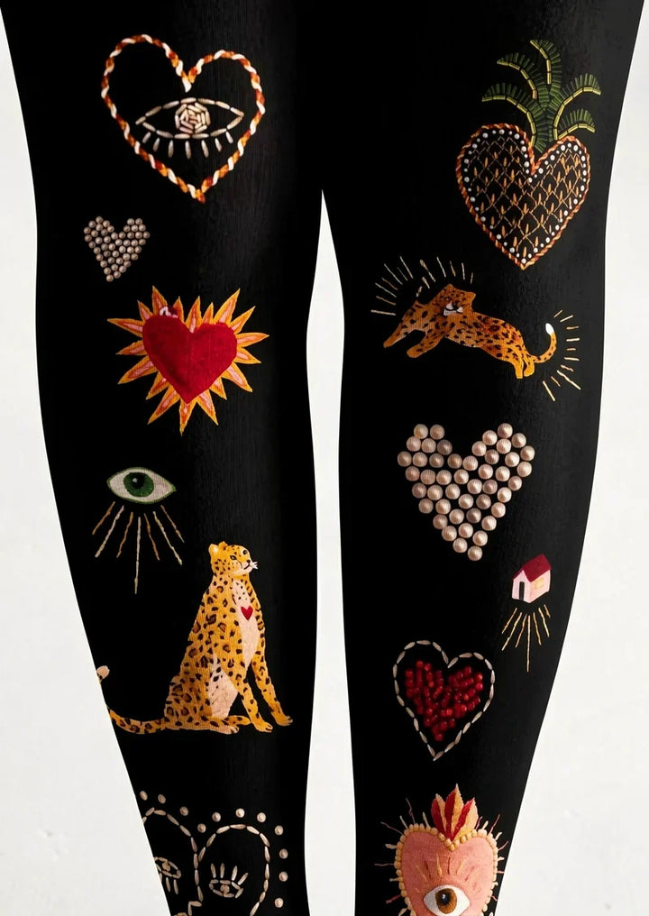 Fun Art Icon Stitch Footless Tights Hosiery Pantyhose