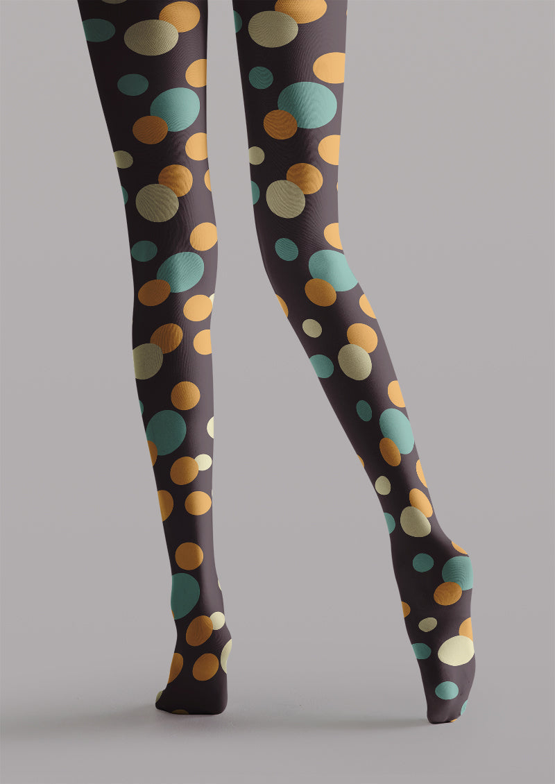 Women Retro Multicolor Polka Dot Graphic Hosiery Pantyhose