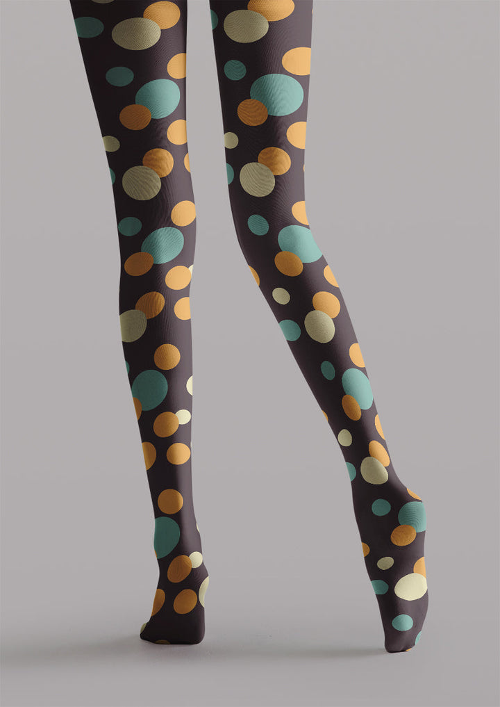 Women Retro Multicolor Polka Dot Graphic Hosiery Pantyhose
