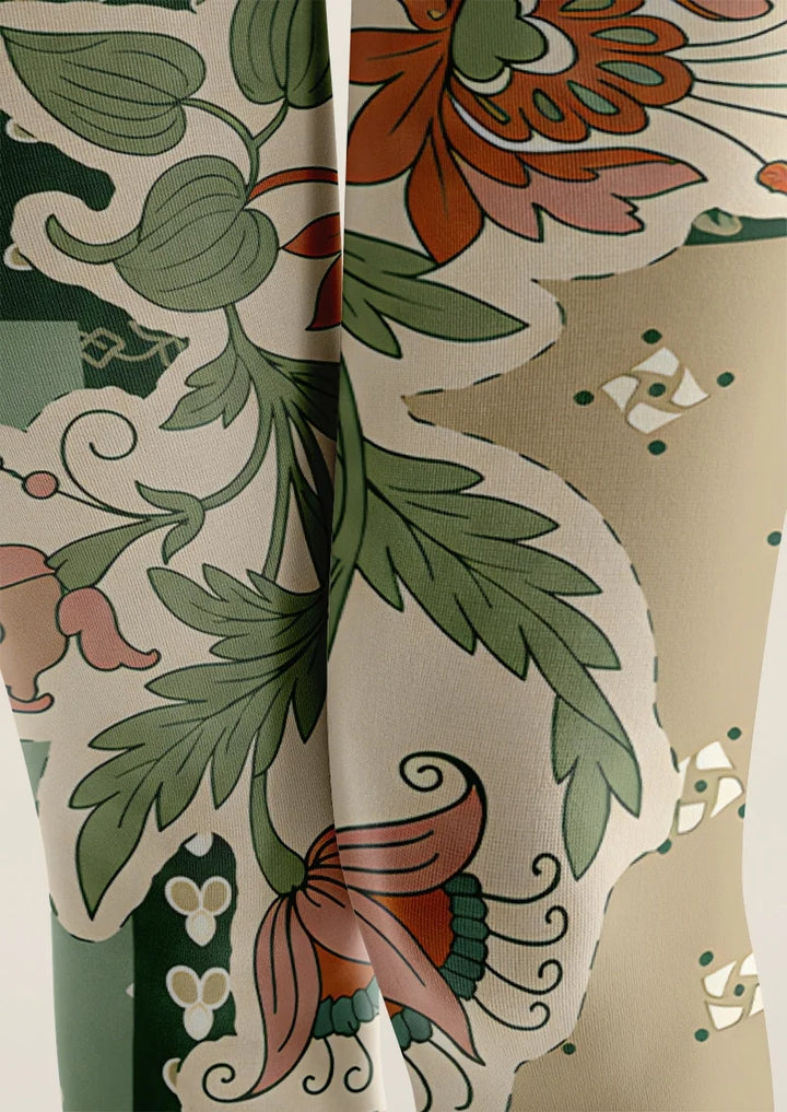 Verdant Herbarium Floral Tights Hosiery Pantyhose