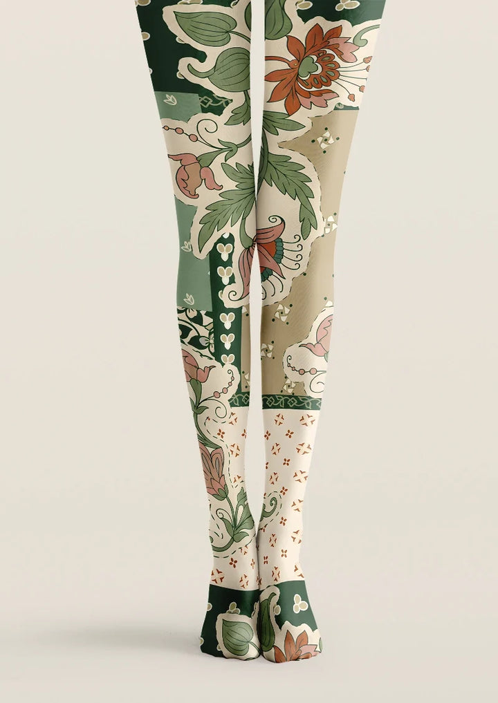 Verdant Herbarium Floral Tights Hosiery Pantyhose