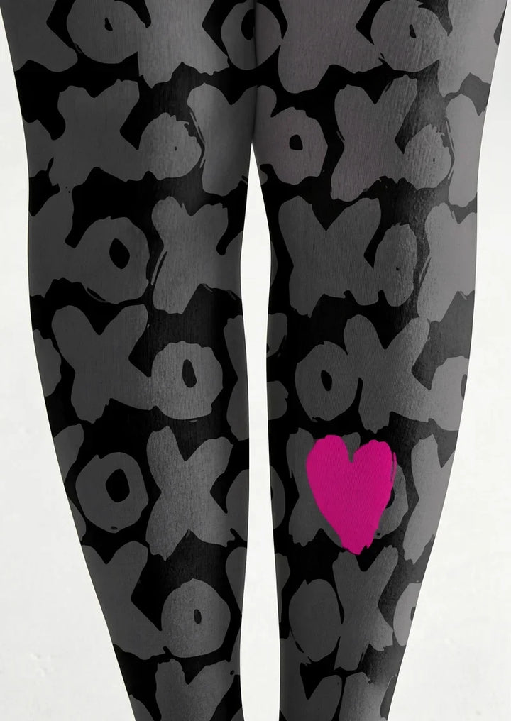 Valentine's Day Heartbeat Footless Tights Hosiery Pantyhose
