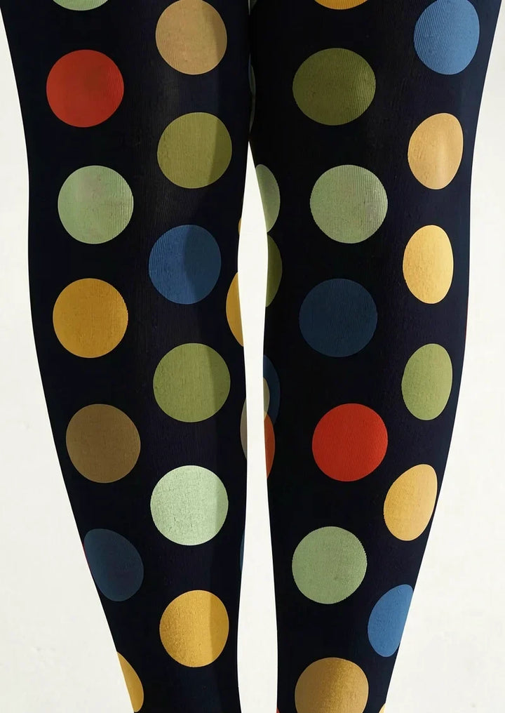 Women Retro Colorful Polka Dots Print Footless Tights Pantyhose