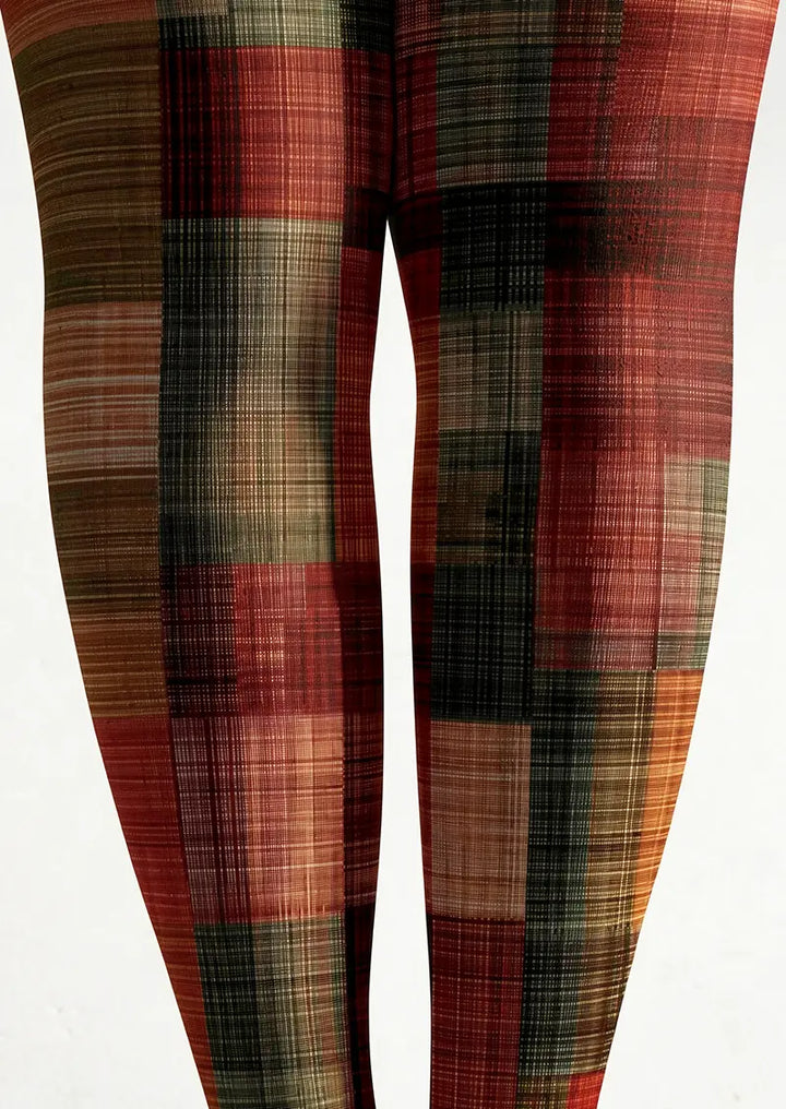 Women Vintage Weave Check Patterned Tights Hosiery Pantyhose
