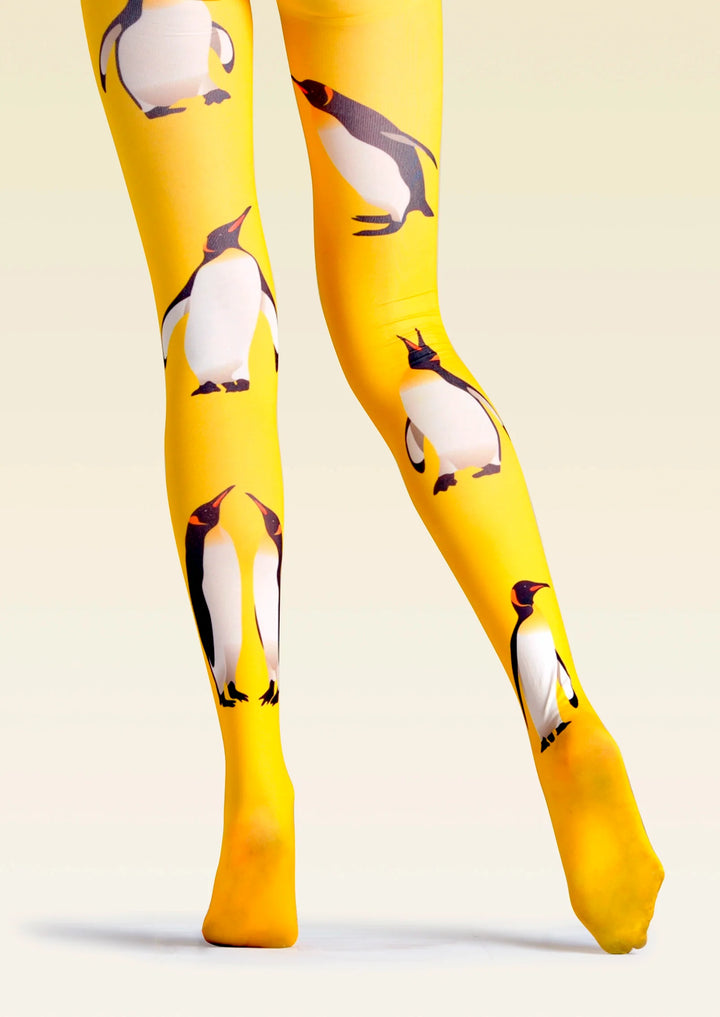 Women Cute Yellow Penguin Animal Print Art Tights Pantyhose