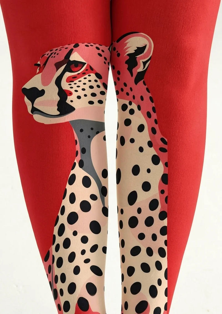 Scarlet Cheetah Footless Tights Hosiery Pantyhose