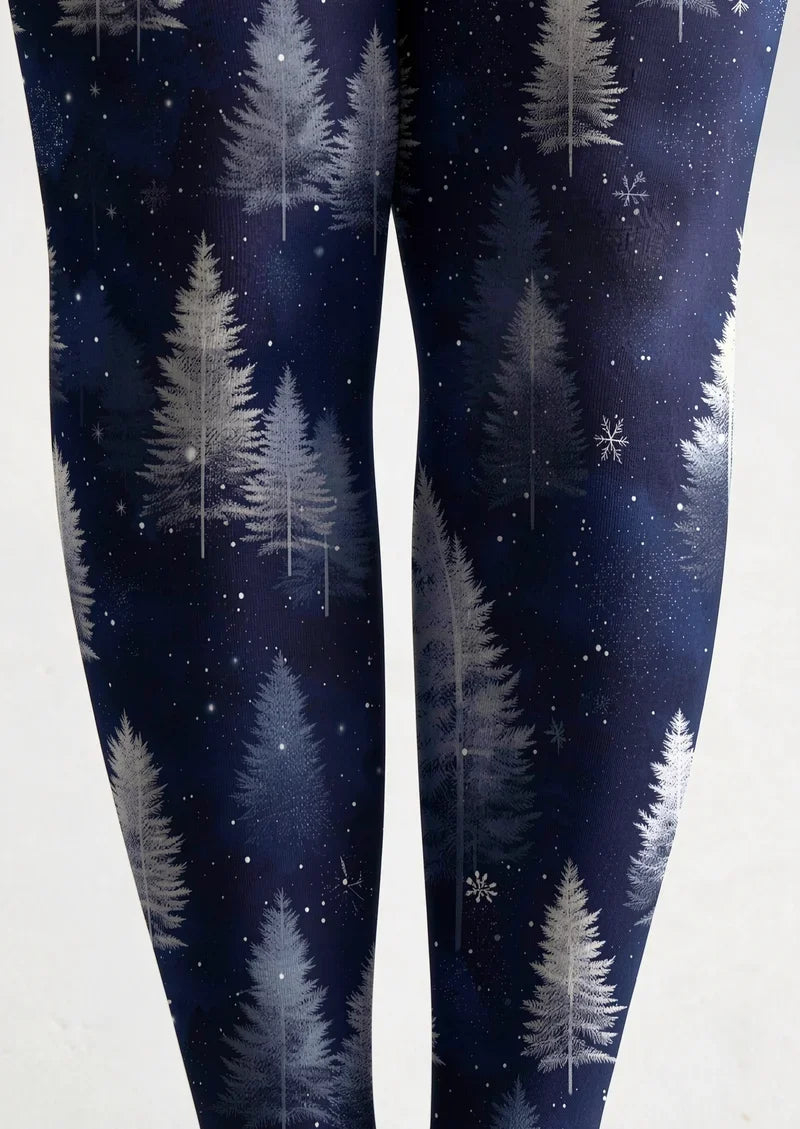 Blue Christmas Wonderland Tights Hosiery Pantyhose