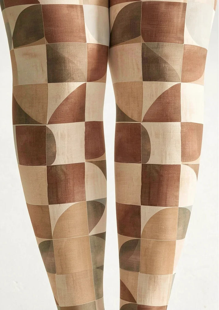 Caramel Grid Rhyme Tights Hosiery Pantyhose