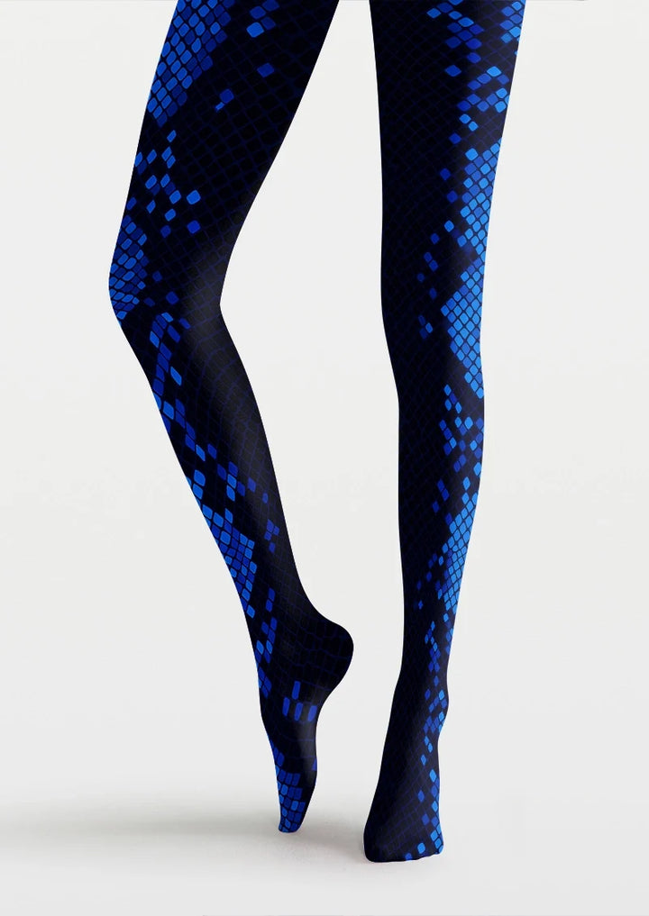 Women Fashion Neon Serpent Geometric Pattern Tights Pantyhose