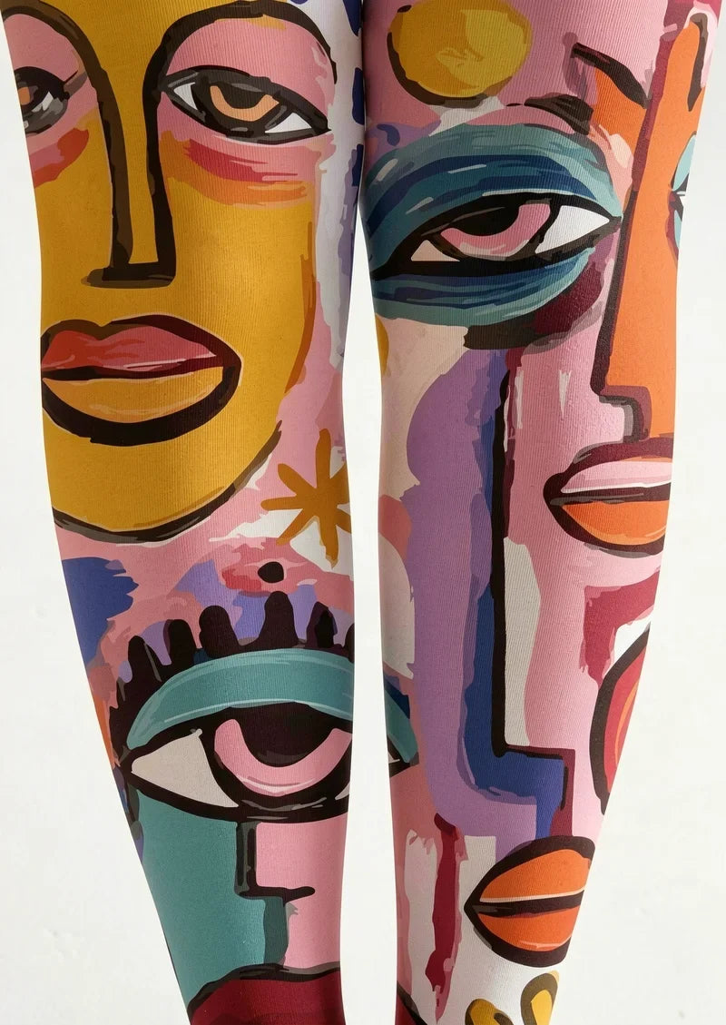Abstract Art Picasso Form Footless Tights Hosiery Pantyhose