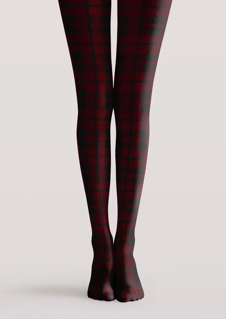 Christmas Red And Black Plaid Tights Hosiery Pantyhose