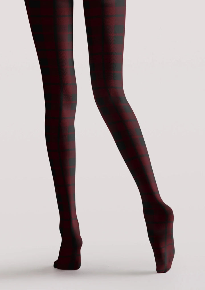 Christmas Red And Black Plaid Tights Hosiery Pantyhose