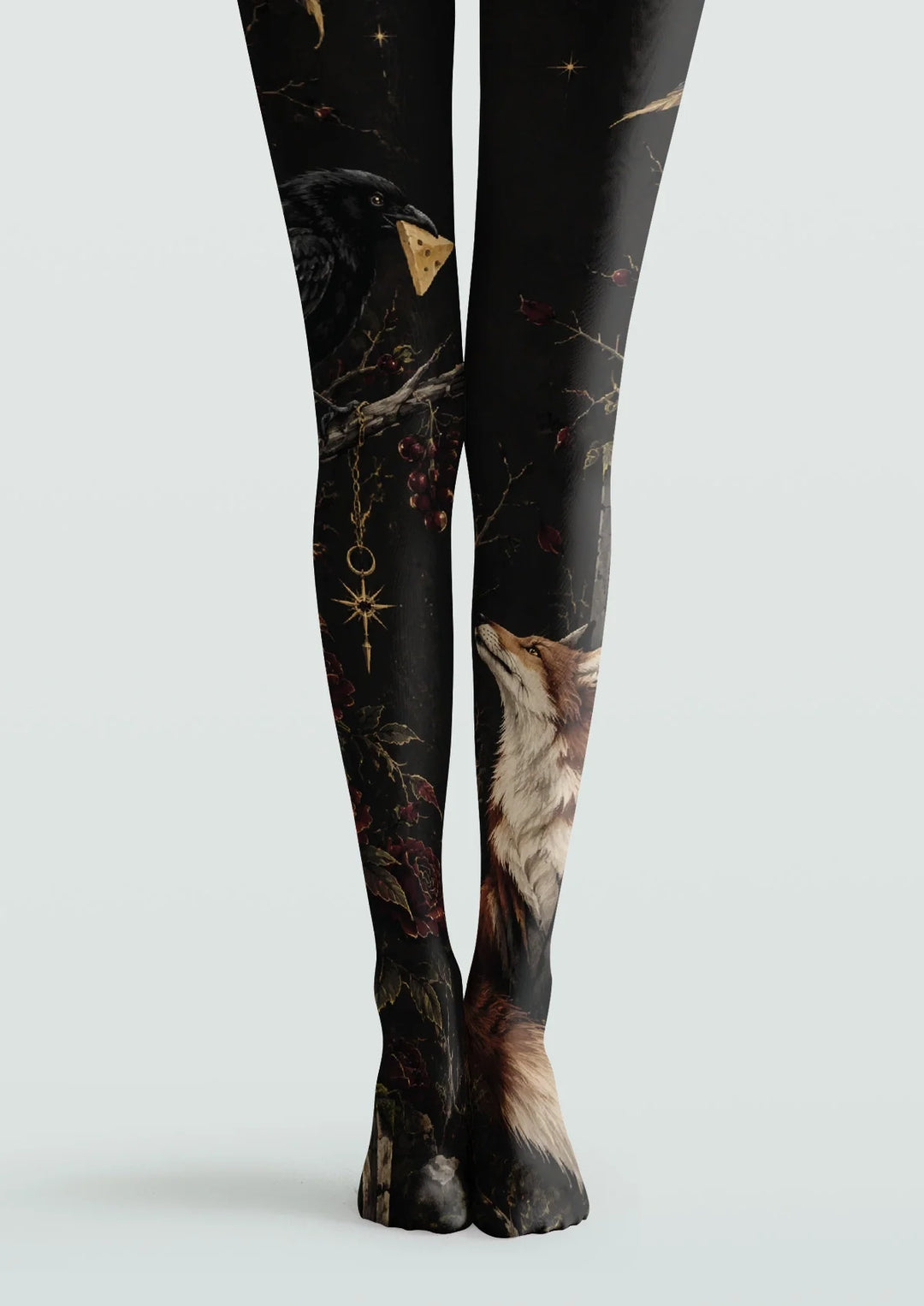 Women Raven and Fox Graphic Print Tights and Hosiery Pantyhose