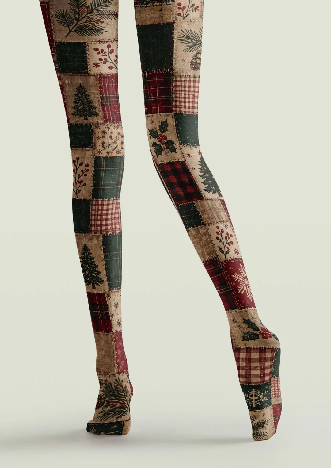 Christmas Patchwork Patterns Tights Hosiery Pantyhose
