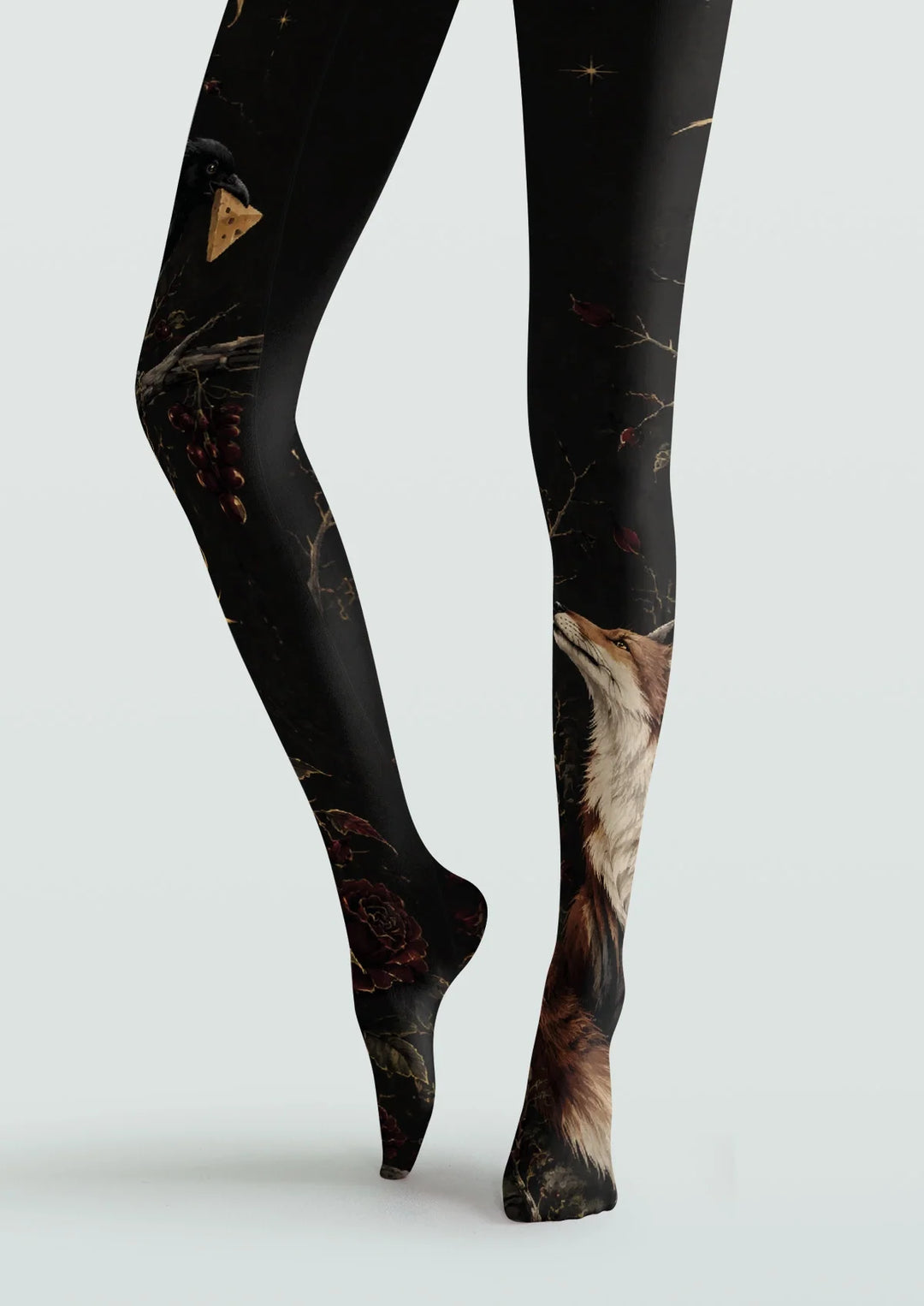 Women Raven and Fox Graphic Print Tights and Hosiery Pantyhose