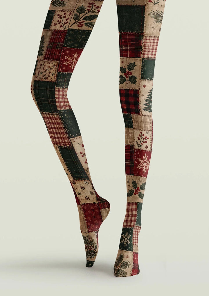 Women Christmas Patchwork Pattern Tights Hosiery Pantyhose