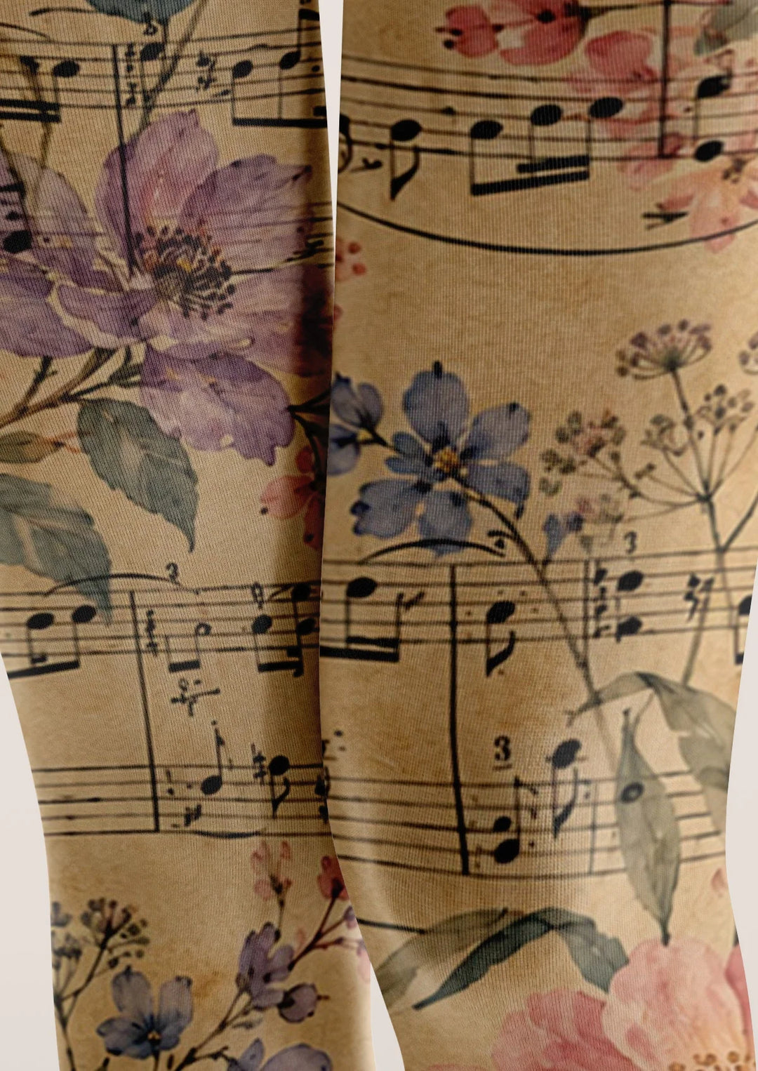 Women Floral Sheet Music Patterned Tights Hosiery Pantyhose