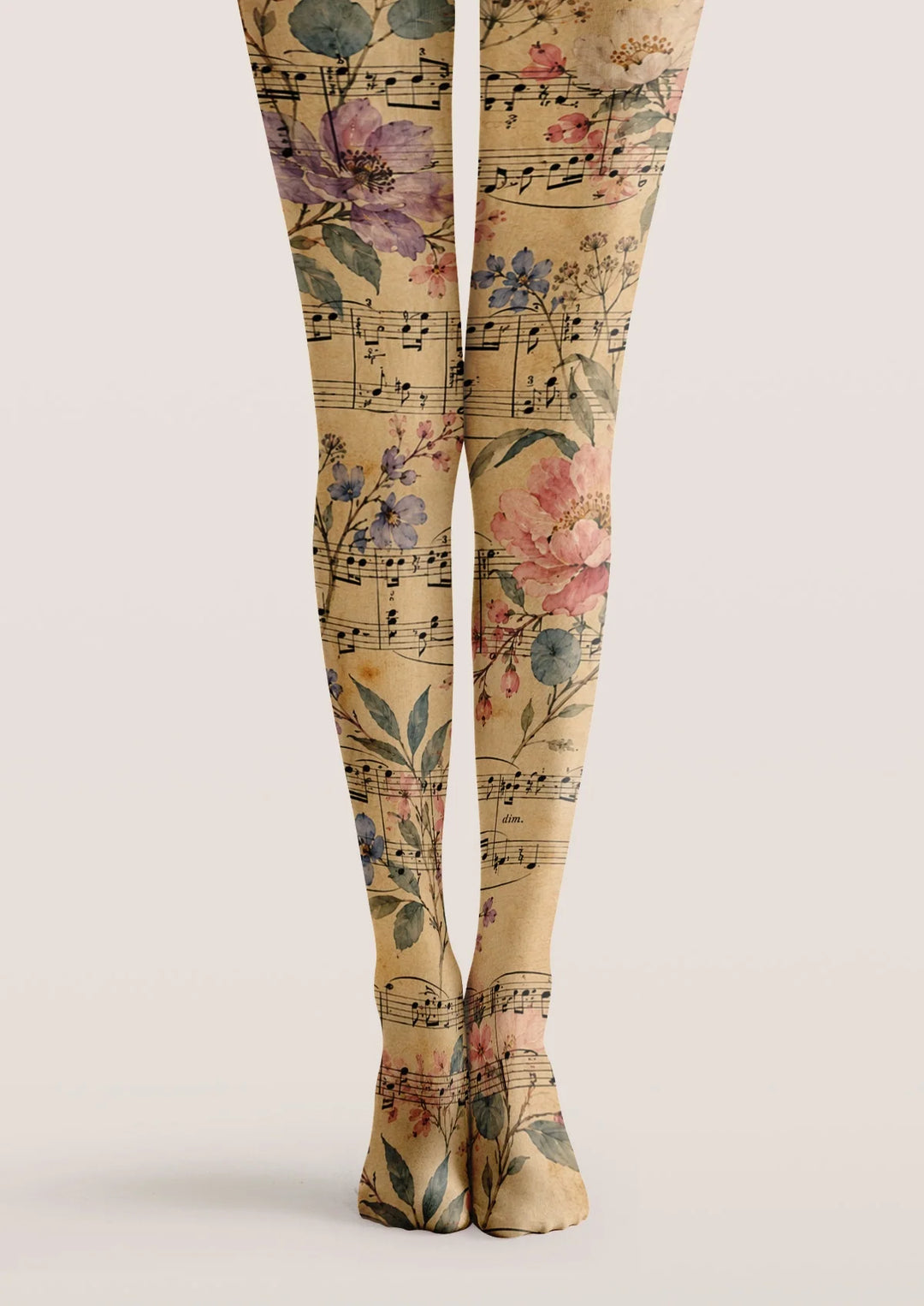 Women Floral Sheet Music Patterned Tights Hosiery Pantyhose