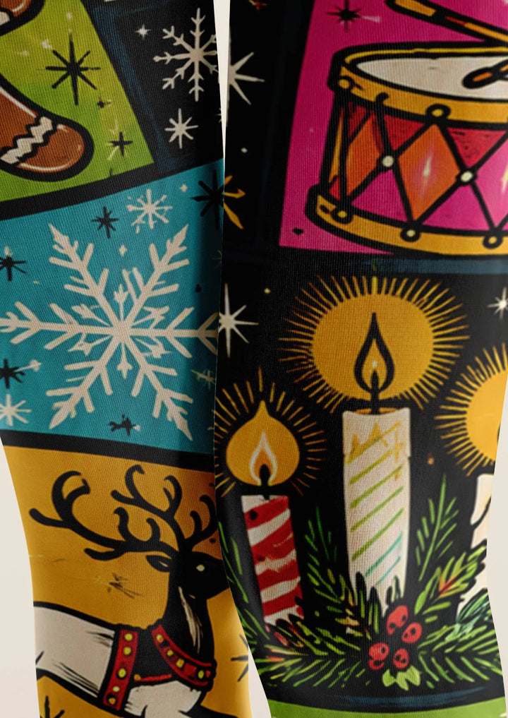 Christmas Cartoon Collage Tights Hosiery Pantyhose