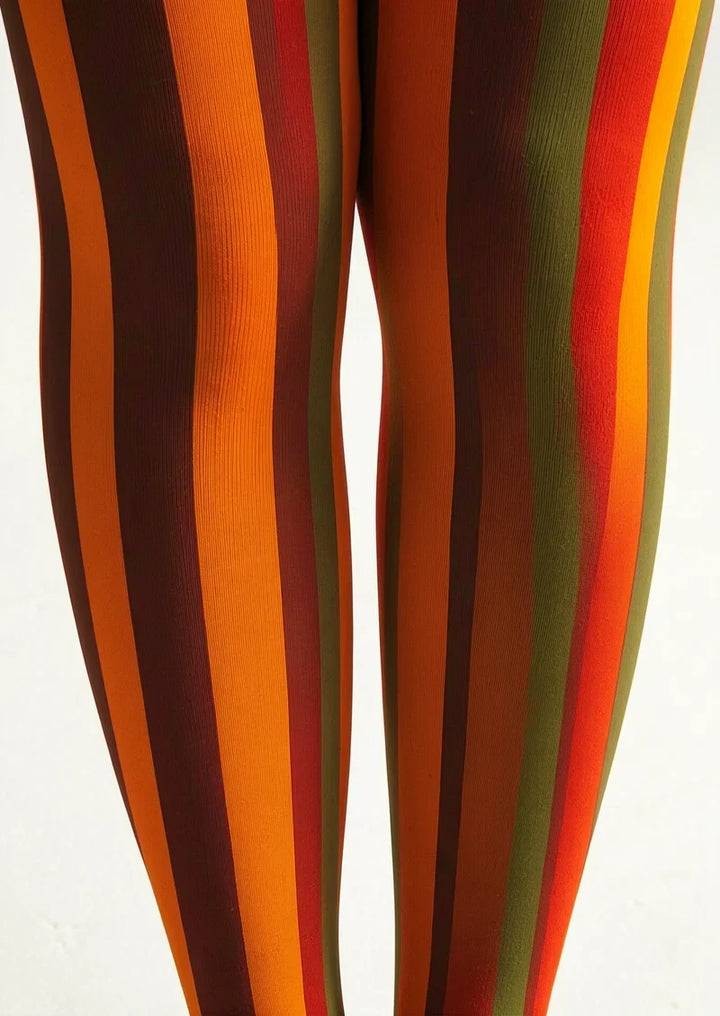 Sunset Striped Footless Tights Hosiery Pantyhose