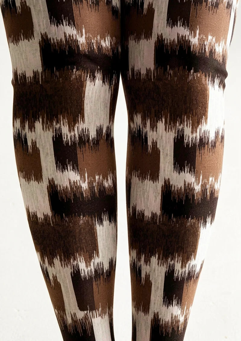Women Vintage Brown Khaki Pattern Tights Hosiery Pantyhose