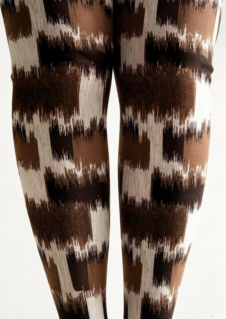 Women Vintage Brown Khaki Pattern Tights Hosiery Pantyhose