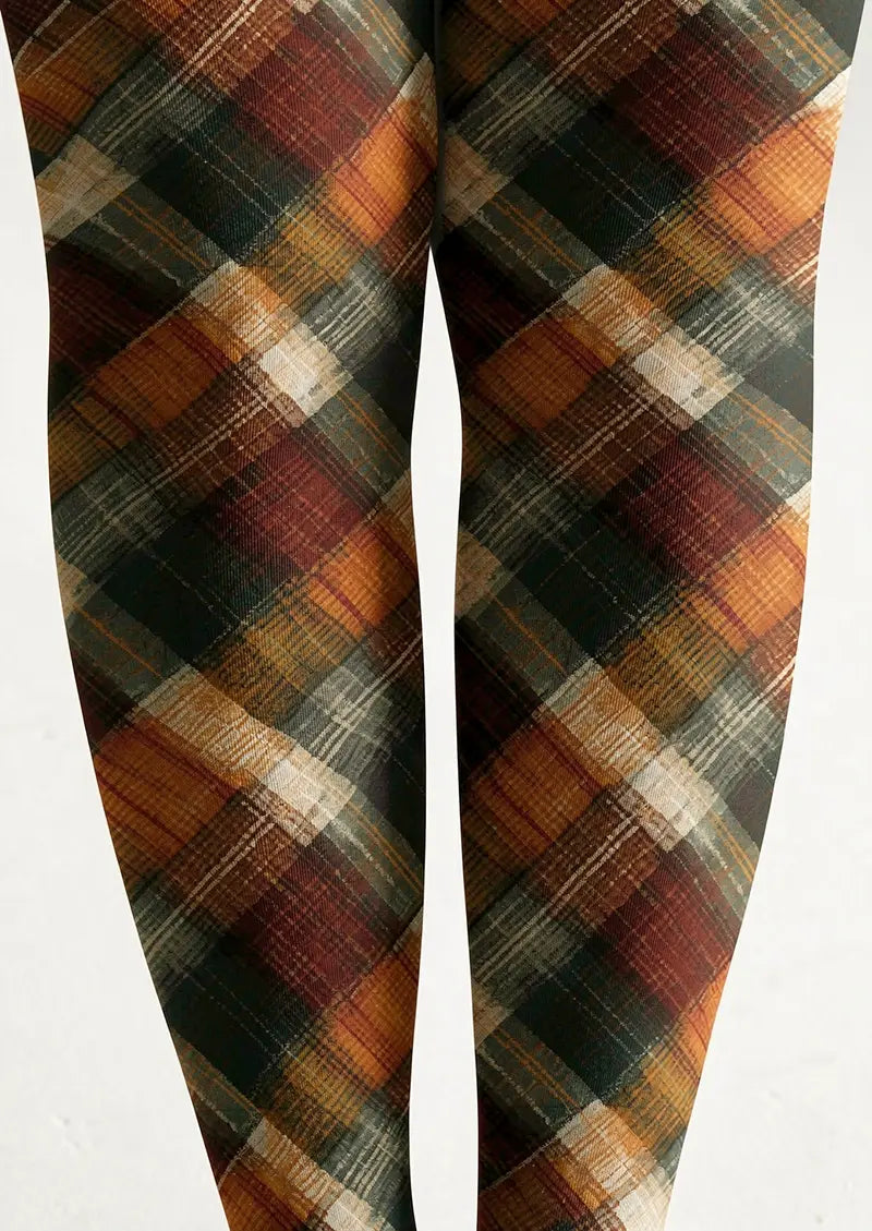 Women Autumn Plaid Graphic Print Tights and Hosiery Pantyhose