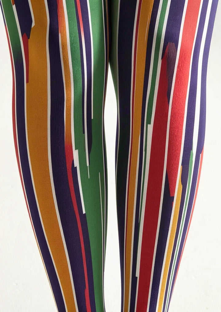 Multicolor Vertical Tights Hosiery Pantyhose