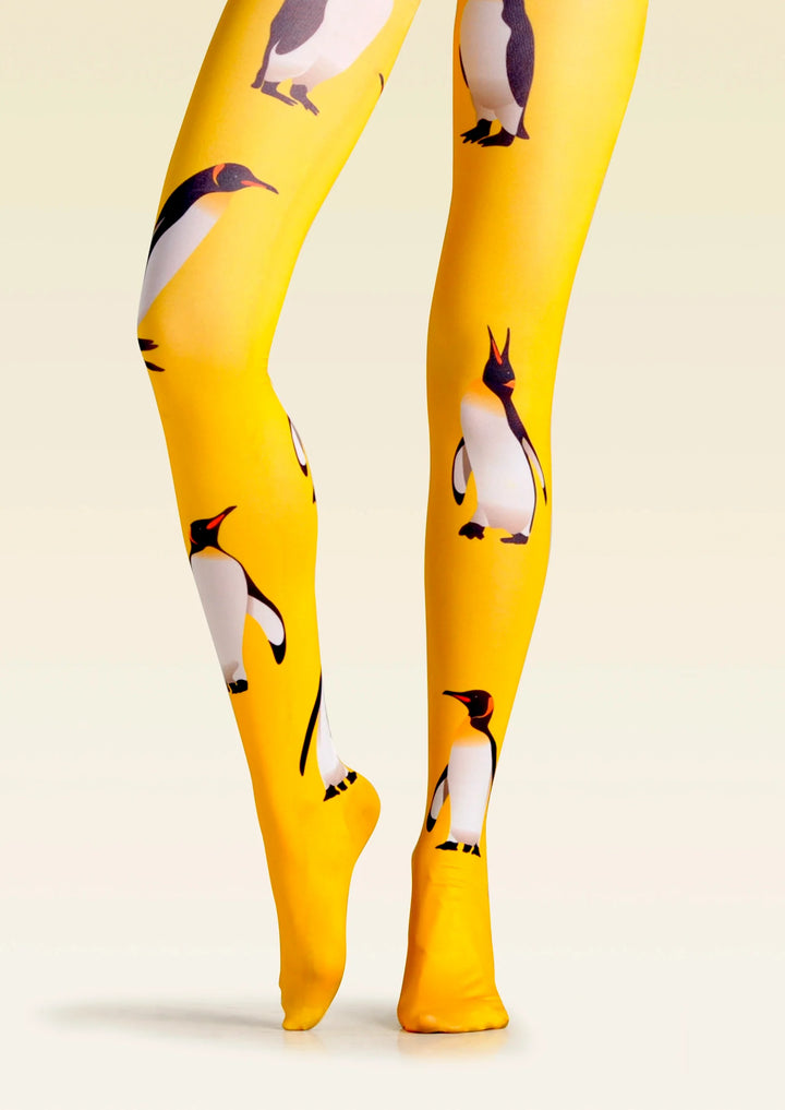 Women Cute Yellow Penguin Animal Print Art Tights Pantyhose