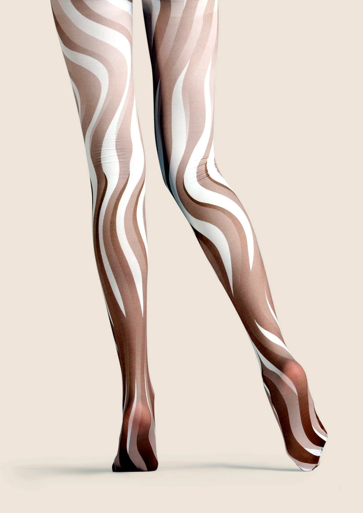 Golden Crane's Wings Unfurling Patterned Tights Hosiery Pantyhose