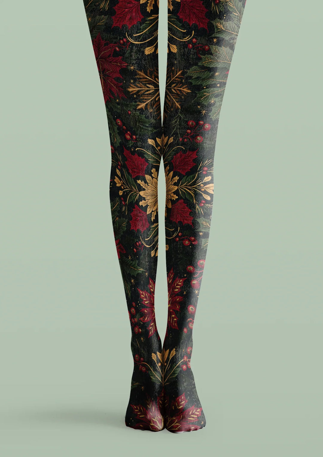 Black Holly Berry Tights Hosiery Pantyhose
