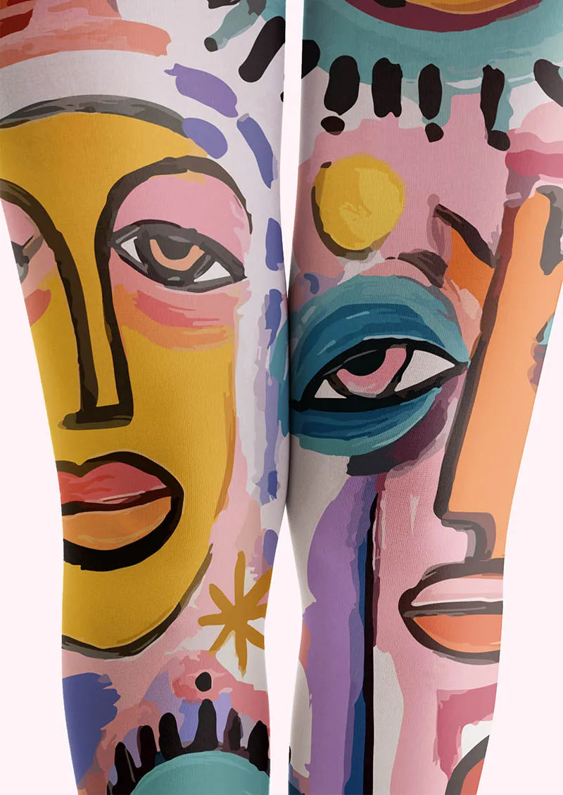 Women Abstract Art Picasso Form Print Tights Hosiery Pantyhose